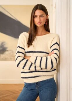 Pull Lio -Élégance Soldes Motus Boutique BTTC Pull Lio Marine Beige 1