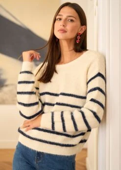 Pull Lio -Élégance Soldes Motus Boutique BTTC Pull Lio Marine Beige 3