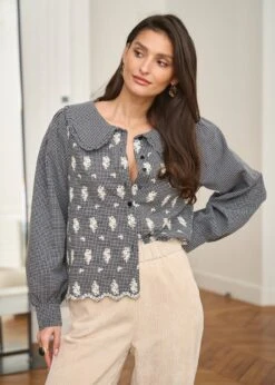 Blouse Belinda -Élégance Soldes Motus Boutique Blouse Belinda Imprime Fond Noir 10