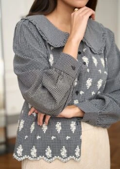 Blouse Belinda -Élégance Soldes Motus Boutique Blouse Belinda Imprime Fond Noir 7