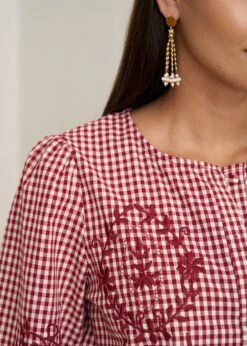 Blouse Ysaline -Élégance Soldes Motus Boutique Blouse Isaline Vichy Bordeaux 8