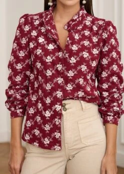 Blouse Solange -Élégance Soldes Motus Boutique Blouse Solange Bordeaux Ecru 1
