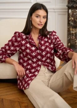 Blouse Solange -Élégance Soldes Motus Boutique Blouse Solange Bordeaux Ecru 6