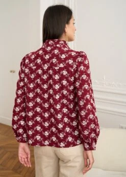 Blouse Solange -Élégance Soldes Motus Boutique Blouse Solange Bordeaux Ecru 7