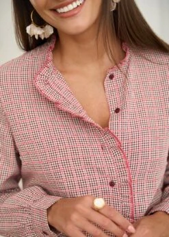 Blouse Tina -Élégance Soldes Motus Boutique Blouse Tina Vichy Bordeaux 3