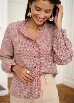 Blouse Tina -Élégance Soldes Motus Boutique Blouse Tina Vichy Bordeaux 4