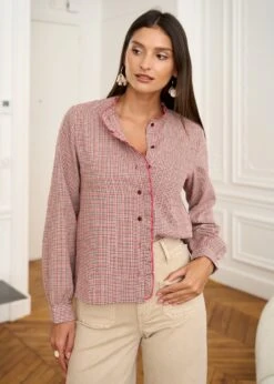 Blouse Tina -Élégance Soldes Motus Boutique Blouse Tina Vichy Bordeaux 7