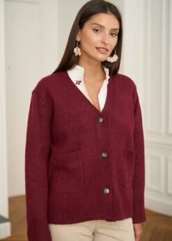 Blouse Violaine -Élégance Soldes Motus Boutique Blouse Violance Blanc Bordeaux 5