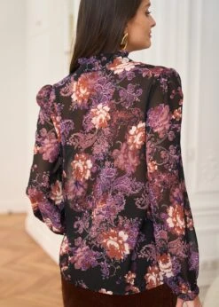 Chemise Manuela -Élégance Soldes Motus Boutique Chemise Manuela Imprime Fond Noir 5