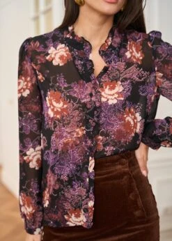 Chemise Manuela -Élégance Soldes Motus Boutique Chemise Manuela Imprime Fond Noir 6