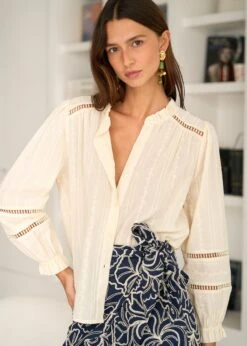 Blouse Axelle -Élégance Soldes Motus Boutique Days Of Autumn Blouse Axelle Ivoire 3