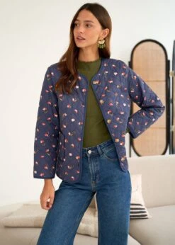 Veste Edith -Élégance Soldes Motus Boutique Days Of Autumn Veste Edith Imprime Fond Marine 1