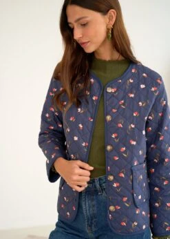 Veste Edith -Élégance Soldes Motus Boutique Days Of Autumn Veste Edith Imprime Fond Marine 2