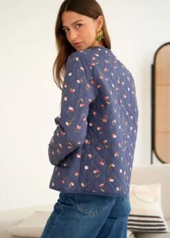 Veste Edith -Élégance Soldes Motus Boutique Days Of Autumn Veste Edith Imprime Fond Marine 6