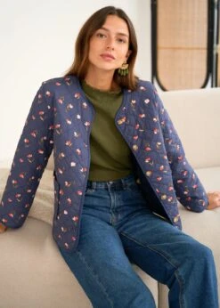 Veste Edith -Élégance Soldes Motus Boutique Days Of Autumn Veste Edith Imprime Fond Marine 8