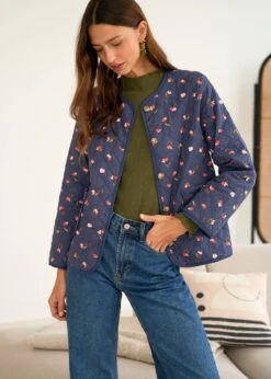 Veste Edith -Élégance Soldes Motus Boutique Days Of Autumn Veste Edith Imprime Fond Marine 9