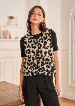 Veste Harris -Élégance Soldes Motus Boutique Gilet Harris Leopard Noir Beige 3