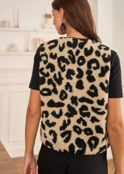 Veste Harris -Élégance Soldes Motus Boutique Gilet Harris Leopard Noir Beige 6
