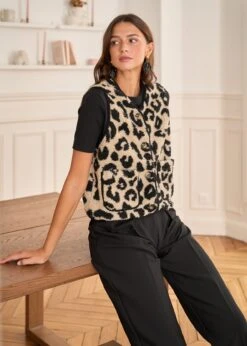 Veste Harris -Élégance Soldes Motus Boutique Gilet Harris Leopard Noir Beige 8