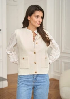 Gilet Léon -Élégance Soldes Motus Boutique Gilet Leon Ecru 5
