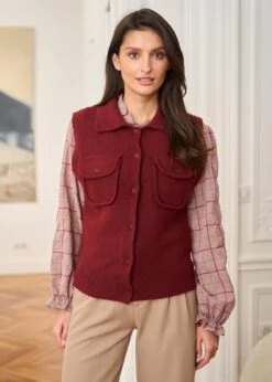 Gilet Olga -Élégance Soldes Motus Boutique Gilet Olga Bordeaux 2