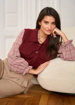 Gilet Olga -Élégance Soldes Motus Boutique Gilet Olga Bordeaux 5