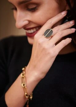 Bague Andrée -Élégance Soldes Motus Boutique Hiver Andree NoirOr 4