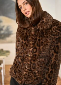Manteau Camille -Élégance Soldes Motus Boutique Manteau Camille Leopard Marron 10