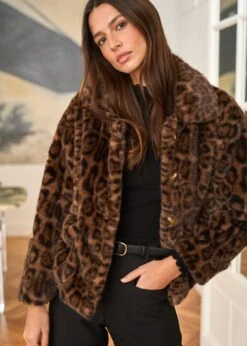 Manteau Camille -Élégance Soldes Motus Boutique Manteau Camille Leopard Marron 5