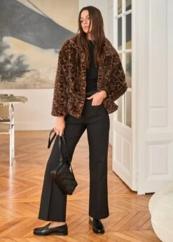 Manteau Camille -Élégance Soldes Motus Boutique Manteau Camille Leopard Marron 6