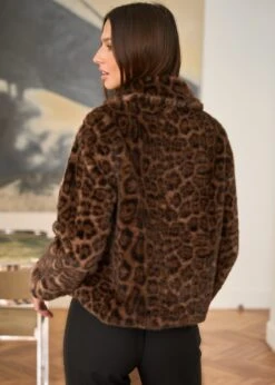 Manteau Camille -Élégance Soldes Motus Boutique Manteau Camille Leopard Marron 7