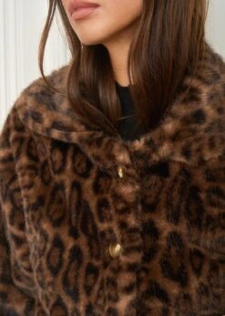 Manteau Camille -Élégance Soldes Motus Boutique Manteau Camille Leopard Marron 9