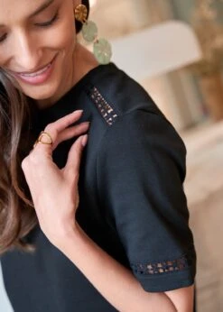 T-Shirt Figari -Élégance Soldes Motus Boutique Printemps Tee Shirt Figari Noir 3