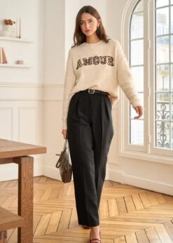 Pull Amour -Élégance Soldes Motus Boutique Pull Amour Beige 3