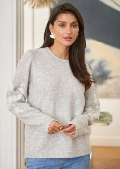 Pull Syana -Élégance Soldes Motus Boutique Pull Syana Gris 3