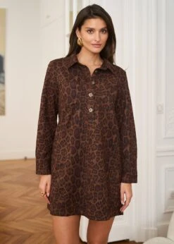 Robe Aubane -Élégance Soldes Motus Boutique Robe Aubane Imprime Leopard 1