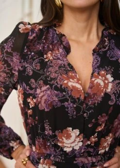 Robe Carla -Élégance Soldes Motus Boutique Robe Carla Imprime Fond Noir 10