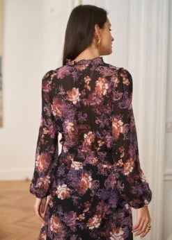 Robe Carla -Élégance Soldes Motus Boutique Robe Carla Imprime Fond Noir 8