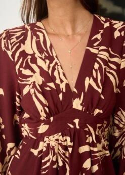 Robe Léane -Élégance Soldes Motus Boutique Robe Leane Bordeaux Beige 4