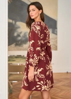 Robe Léane -Élégance Soldes Motus Boutique Robe Leane Bordeaux Beige 6