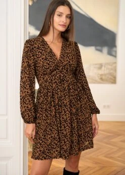 Robe Océane -Élégance Soldes Motus Boutique Robe Oceane Leopard Camel 4