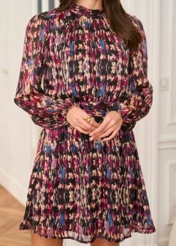 Robe Rozen 20 Robe Rozen -Élégance Soldes Motus Boutique Robe Rozen Imprime Fond Noir 10