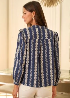 Blouse Sand -Élégance Soldes Motus Boutique WTC Blouse Sand Marine 4