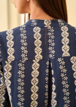 Blouse Sand -Élégance Soldes Motus Boutique WTC Blouse Sand Marine 5