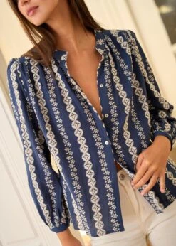 Blouse Sand -Élégance Soldes Motus Boutique WTC Blouse Sand Marine 7