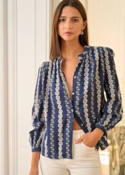 Blouse Sand -Élégance Soldes Motus Boutique WTC Blouse Sand Marine 8