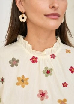 Blouse Iris -Élégance Soldes motus boutique blouse iris fleuri fond beige 3