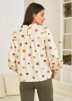 Blouse Iris -Élégance Soldes motus boutique blouse iris fleuri fond beige 6