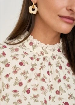 Blouse Juliette -Élégance Soldes motus boutique blouse juliette beige bordeaux 3