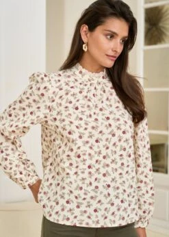 Blouse Juliette -Élégance Soldes motus boutique blouse juliette beige bordeaux 4